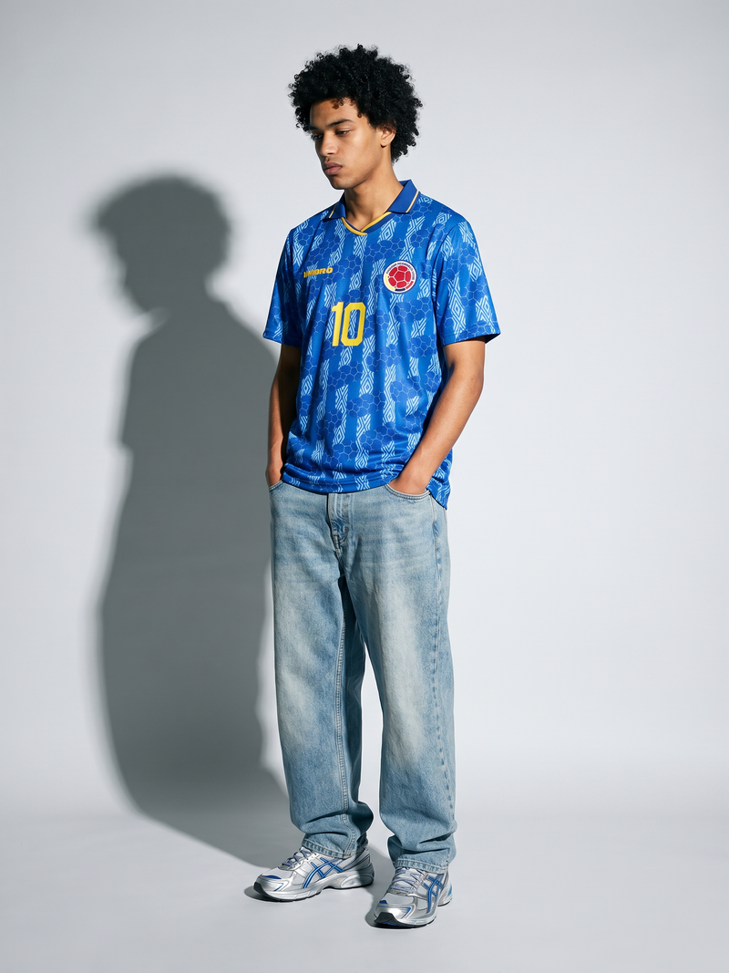 Colombia Away Retro ~1995 — The Cafetero 90s Blue - Image 2