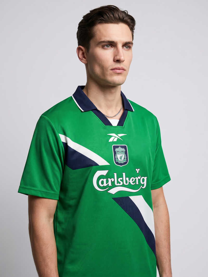 Liverpool Away Retro Shirt 1995/96 Green - Image 1