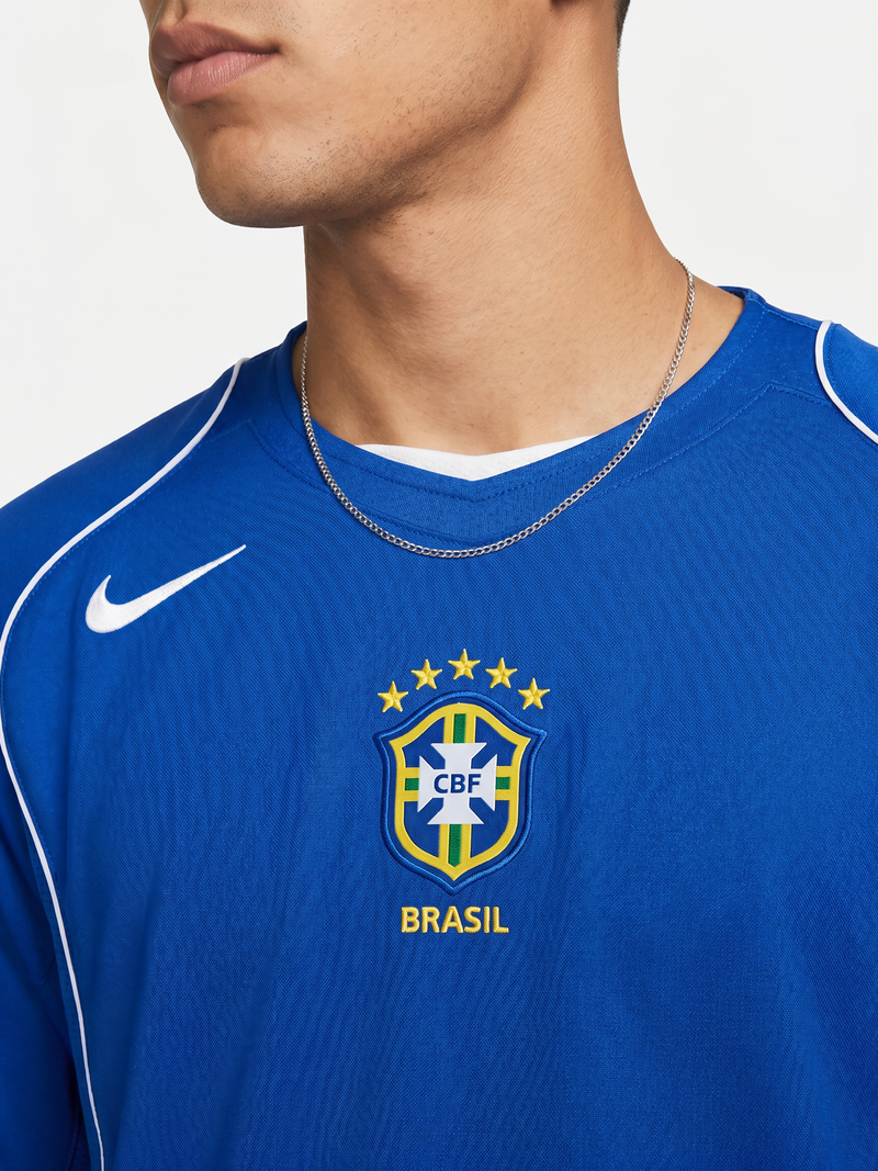 Brazil 2004 Away Retro Jersey — The Blue Seleção - Image 3