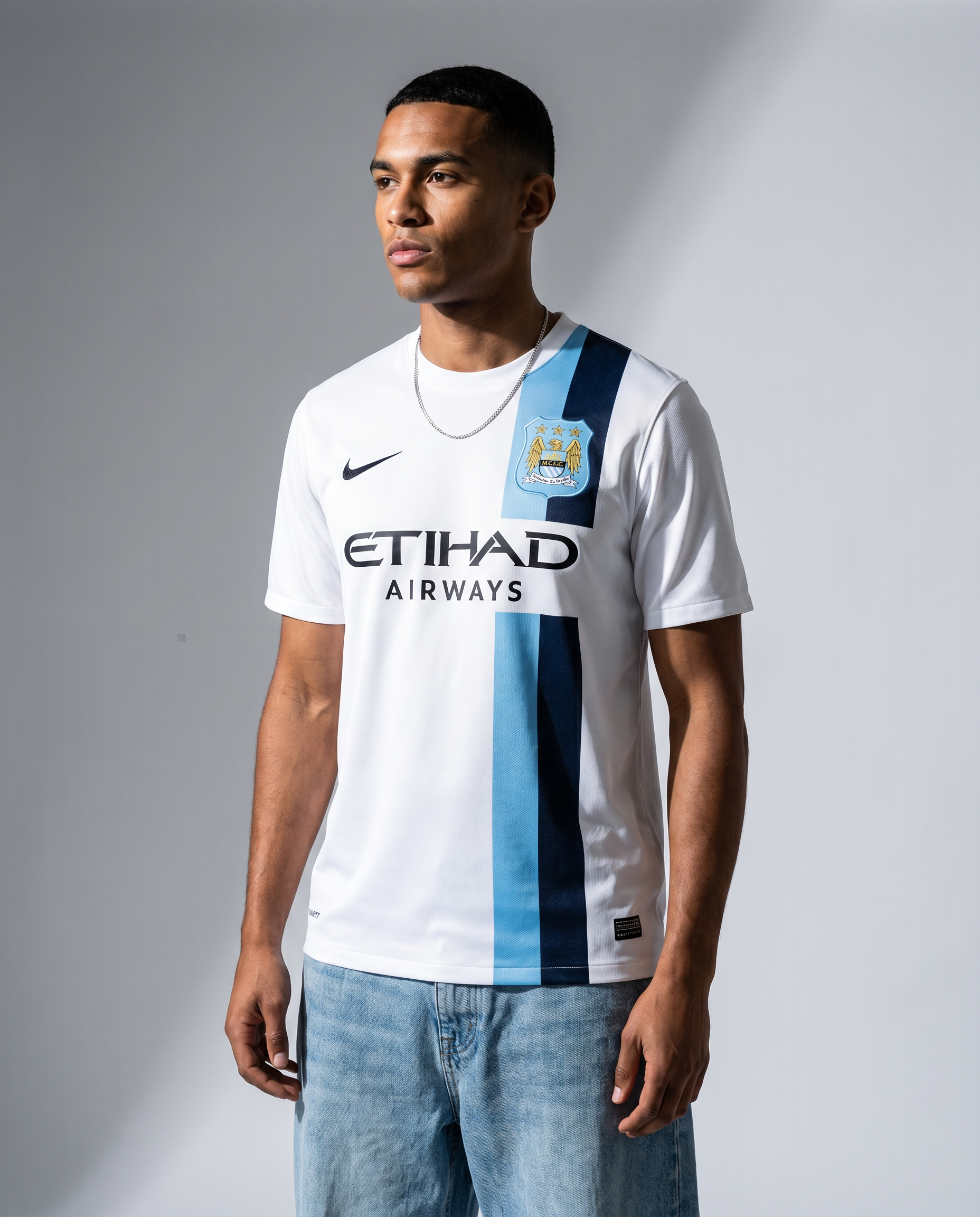 Camiseta de fútbol blanca del Manchester City Etihad Airways - Gallery 1