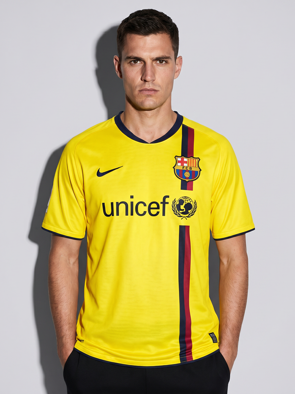 Barcelona 2008/09 Away Retro Jersey — Treble in Yellow - Secondary